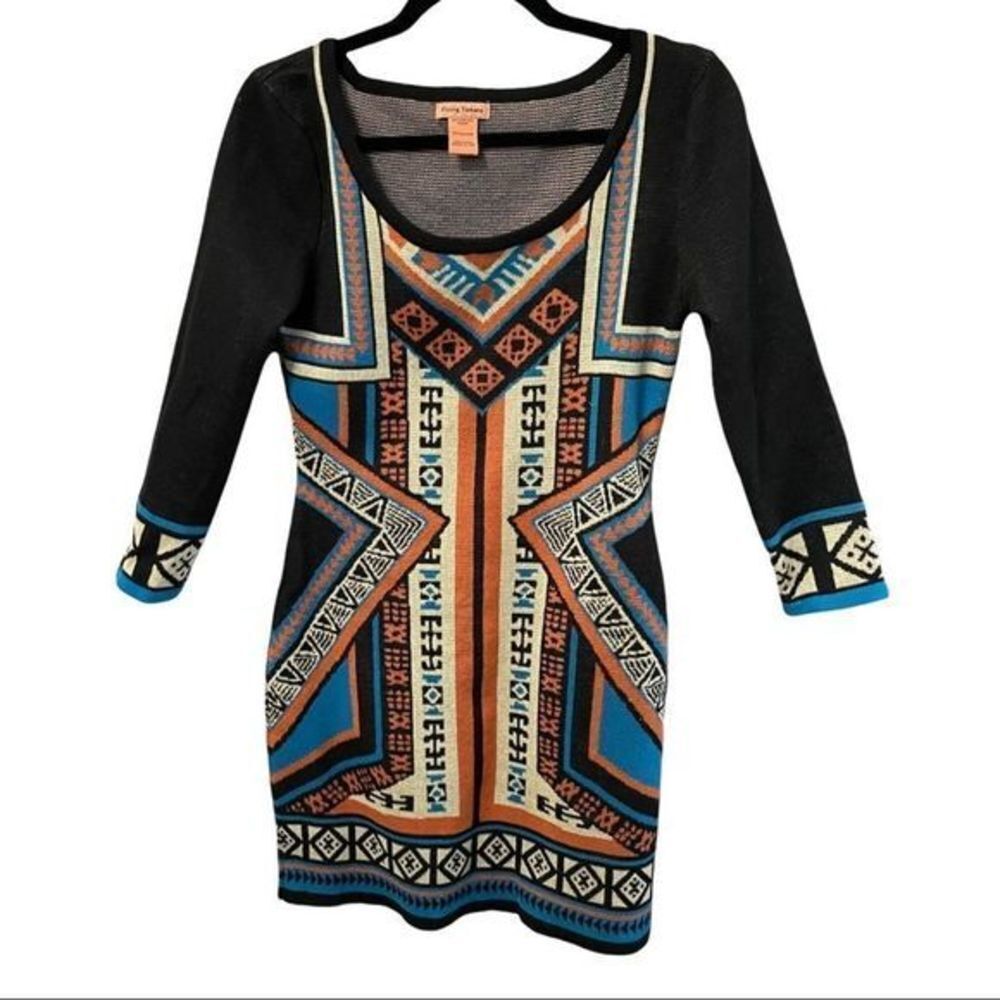 FLYING TOMATO Boho Tribal Aztec Scoop‎ Sweater Dress Size Medium - Picture 3 of 8